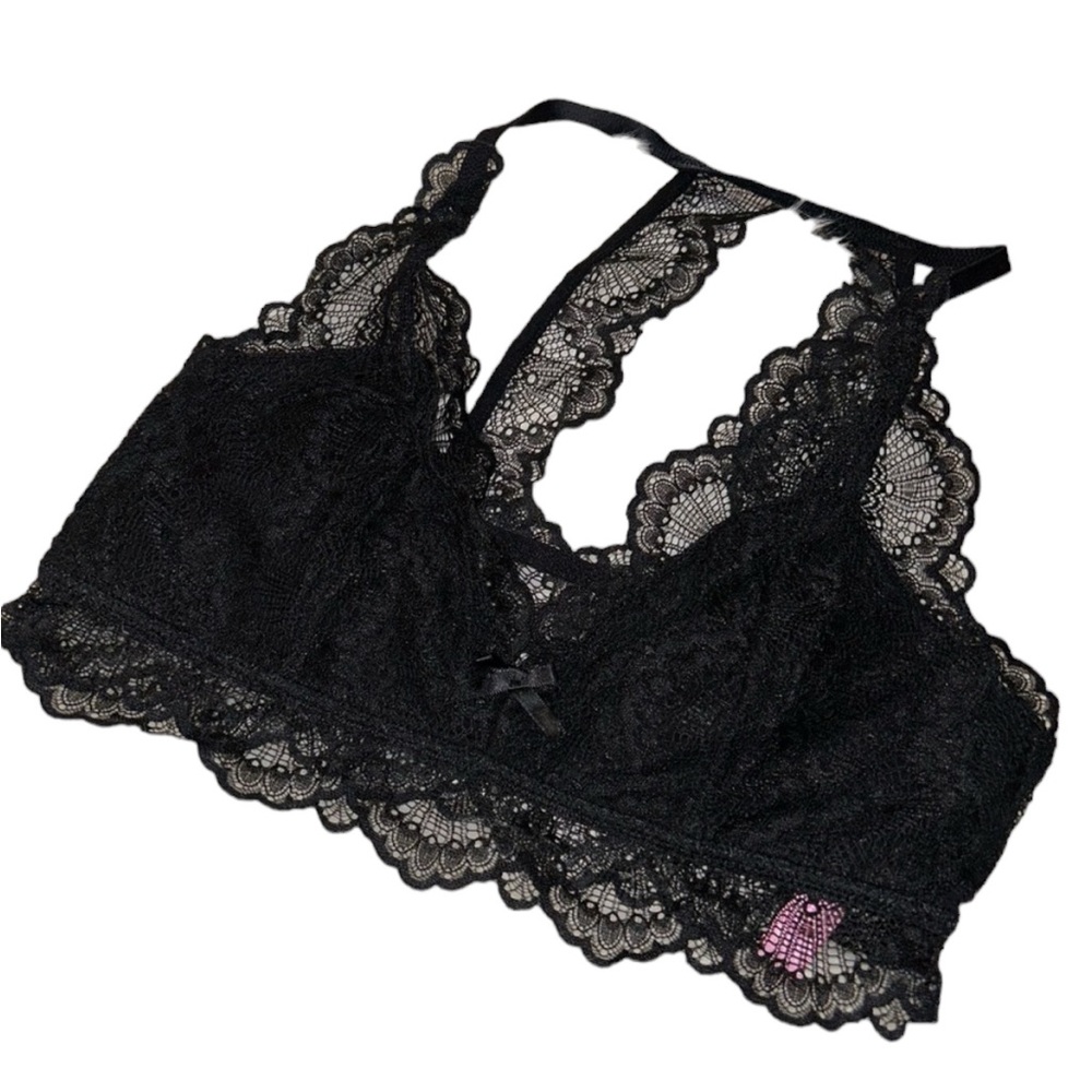 Black Lace Bralette Jenni Women’s Size Medium Racerback Bra Comfortable Intimate